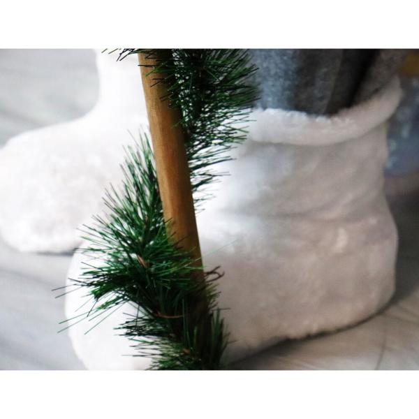 5 ft. Christmas Standing Santa Claus Holding a Staff and Wearing a Tweed Jacket with White Fur Trim