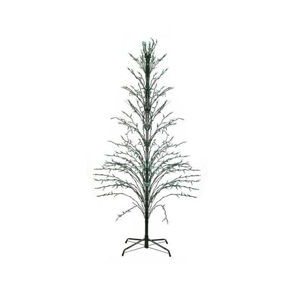 6 ft. Green Lighted Christmas Cascade Twig Tree Outdoor Yard Art Decoration Green Lights