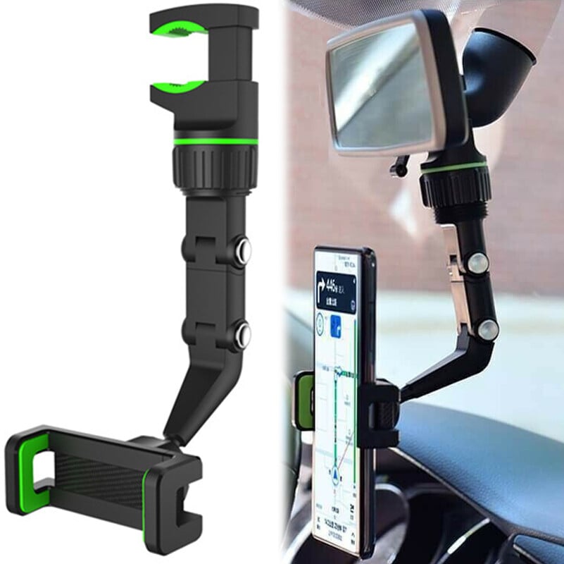 2021 New Multi-function Adjustable 360° Universal Rearview Mirror Phone Holder.