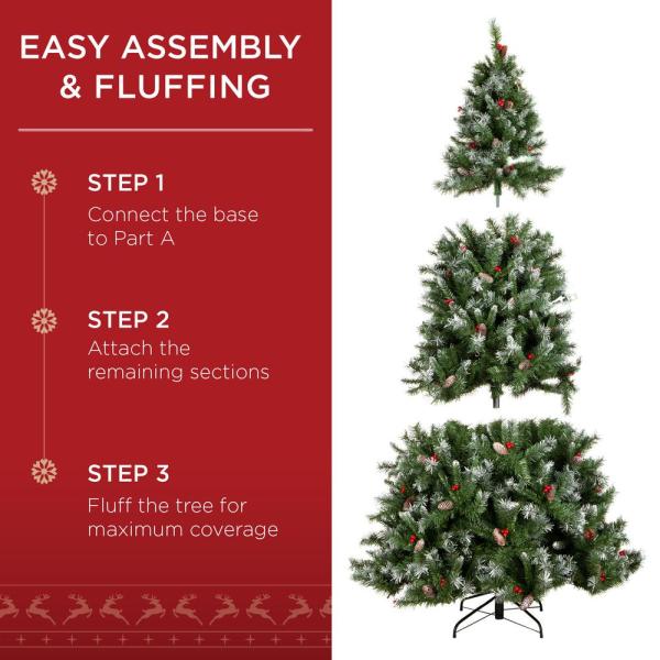 7.5 ft. Pre-Lit Incandescent Flocked Pre-Decorated Artificial Christmas Tree with 550 Warm White Lights