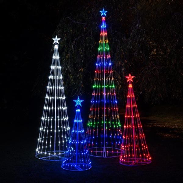 108 in. Christmas Cool White LED Animated Lightshow Cone Tree with 274 Lights and Star Topper
