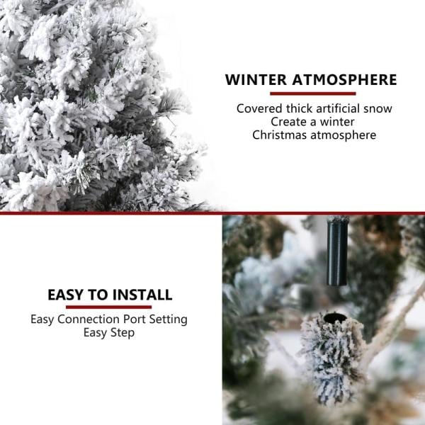 6 ft. Unlit Snow Flocked Christmas Artificial Pine Tree Holiday Decor