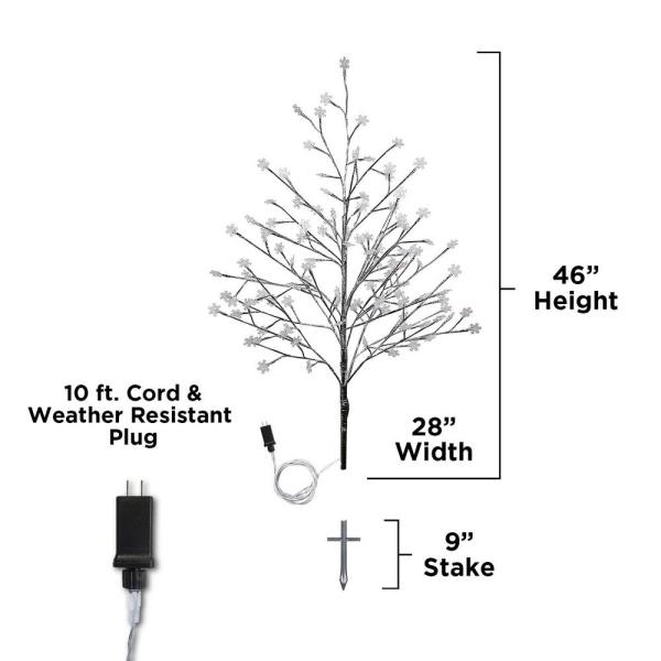 58 in. Tall Frosty Christmas Snowflake Tree with Cool White LED Lights