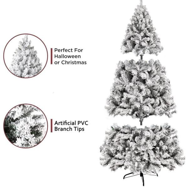 6 ft. Unlit Snow Flocked Christmas Artificial Pine Tree Holiday Decor
