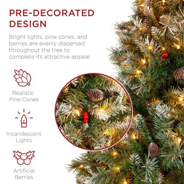 7.5 ft. Pre-Lit Incandescent Flocked Pre-Decorated Artificial Christmas Tree with 550 Warm White Lights