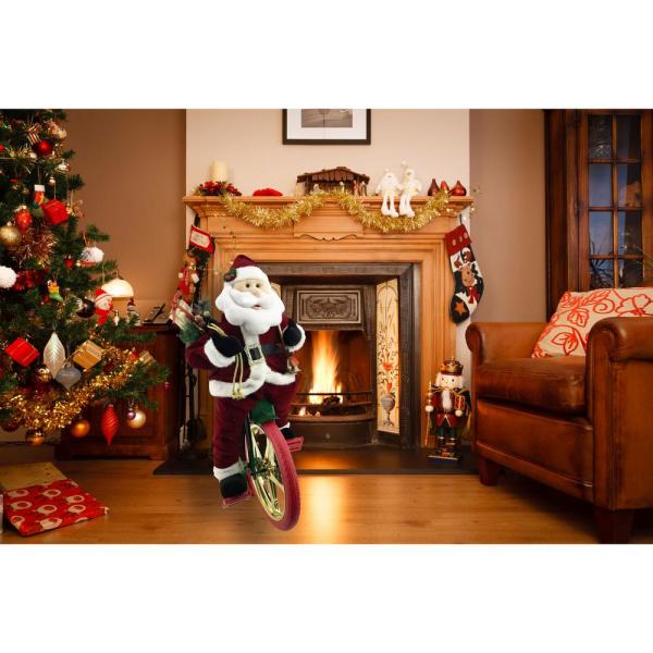36 in. Christmas Dancing Santa Claus with Teddy Bear and Stuffed Stocking