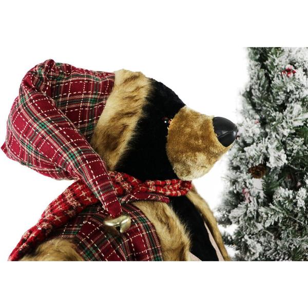 60 in. Christmas Animated Black Bear with Flocked Christmas Tree On Base