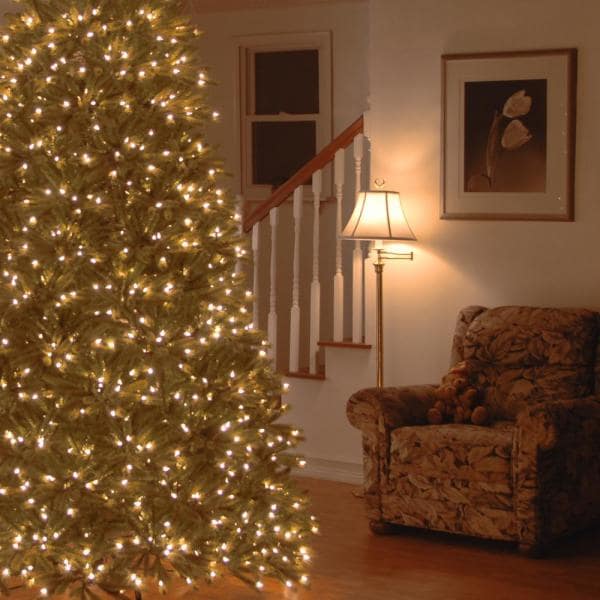 7-1/2 ft. Feel Real Jersey Fraser Medium Fir Hinged Artificial Christmas Tree with 1000 Clear Lights
