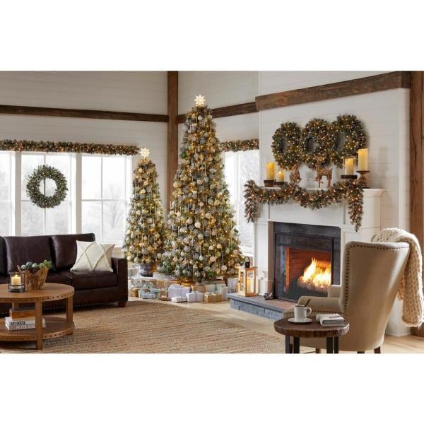 6.5 ft Sparkling Amelia Pine Potted Pre-Lit Artificial Christmas Tree with 200 White Mini Lights