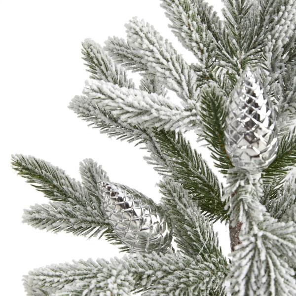 28 in. Flocked Christmas Artificial Tree in Decorative Planter