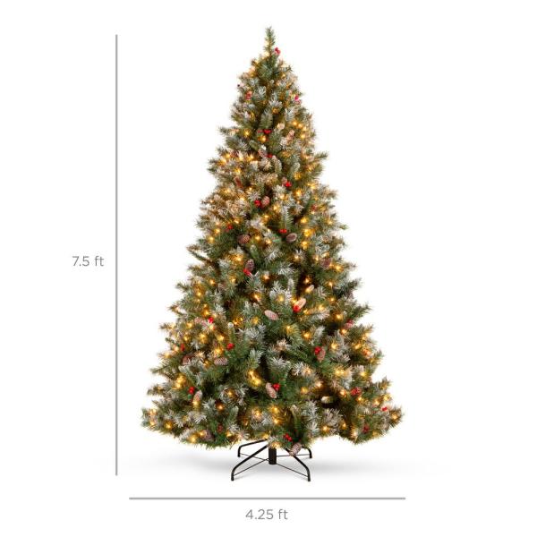 7.5 ft. Pre-Lit Incandescent Flocked Pre-Decorated Artificial Christmas Tree with 550 Warm White Lights