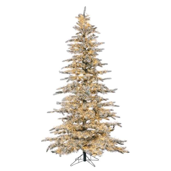 7.5 ft. Pre-Lit LED Flocked Wyoming Snow Pine Artificial Christmas Tree with Micro Lights