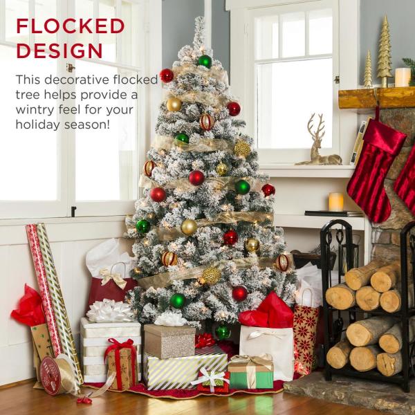7.5 ft. Pre-Lit Incandescent Flocked Artificial Christmas Tree with 550 Warm White Lights