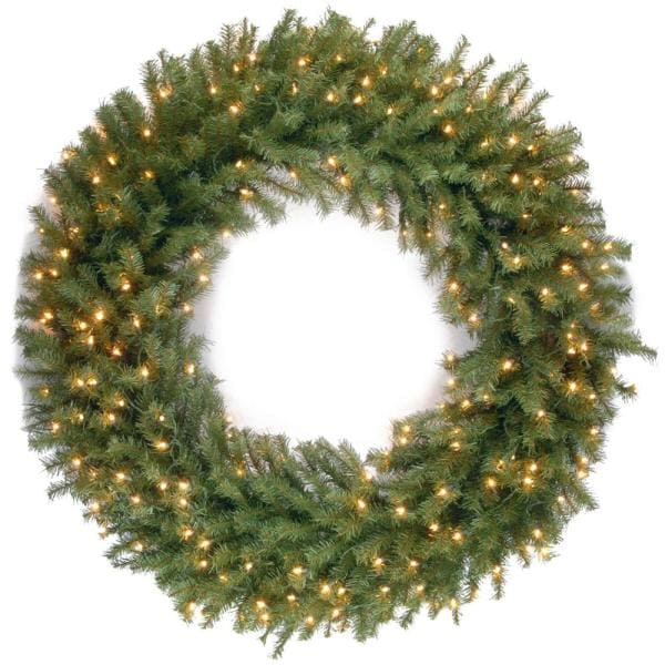 48 in. Norwood Fir Artificial Wreath with Warm White LED Lights