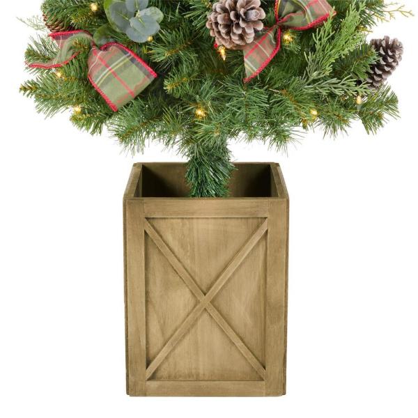 4.5 ft Woodmoore Mixed Pine Potted Pre-Lit Artificial Christmas Tree with 70 Warm White Mini Lights