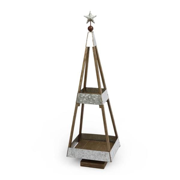 39 in. H Wood and Galvanized Metal Holiday Tree.