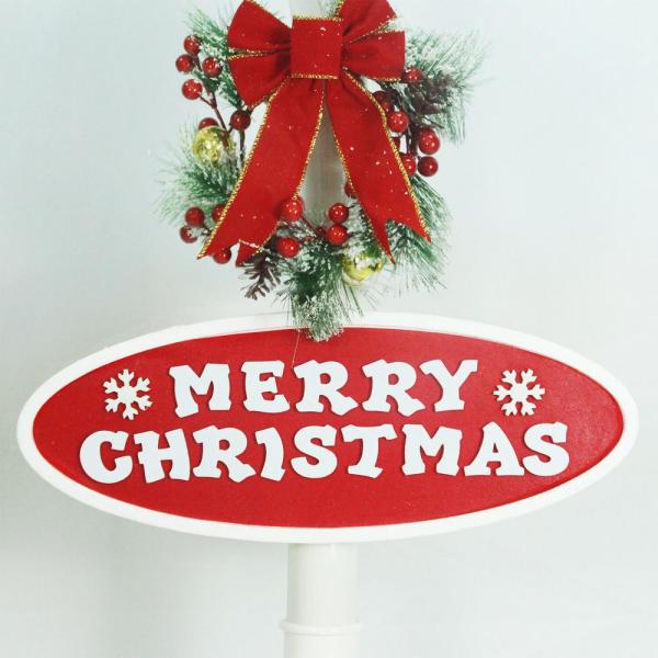 71 in. White Christmas Square Street Lamp with Christmas Tree and Music