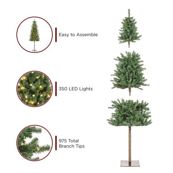 7.5 ft. Pre-Lit LED Pencil Alpine Artificial Christmas Tree with 350 Warm White Lights