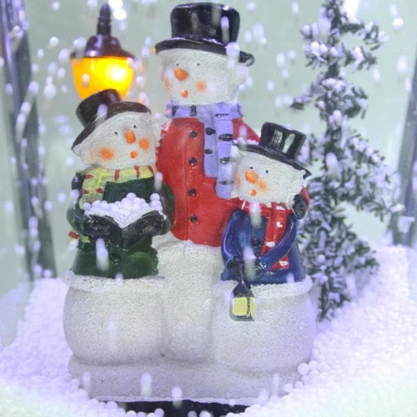 74 in. Christmas Double Street Lamp with Santa, Snowman and Music
