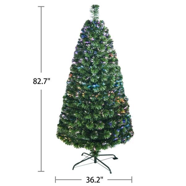 7.5 ft. Multi-Colored Fiber Optic Pre-Lit Artificial Christmas Tree with Lights and Foldable Stand, 370 Tips