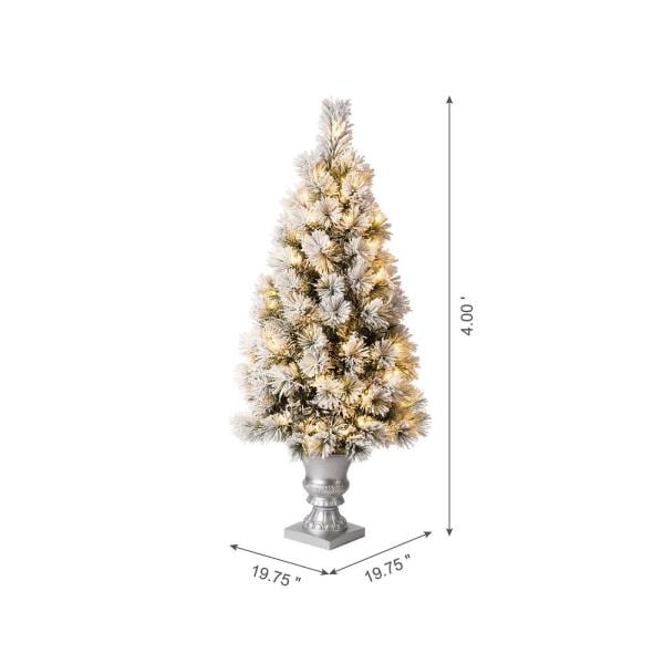 4 ft. Pre-Lit Snow Flocked Pine Artificial Christmas Tree with 100 Warm White Lights