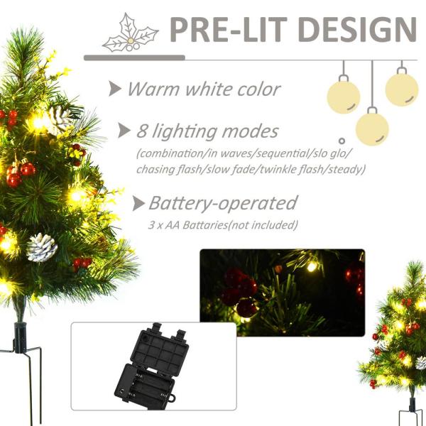 2 ft. Pre-Lit Small Pine Artificial Christmas Tree with 24 Warm White Lights, (Set of 2)