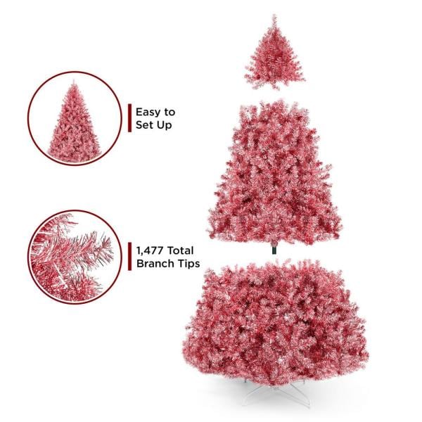 6 ft. Pink Unlit Tinsel Artificial Christmas Tree