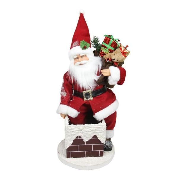 16.5 in. Animated Santa Claus Going Down a Chimney with Gifts Christmas Decoration