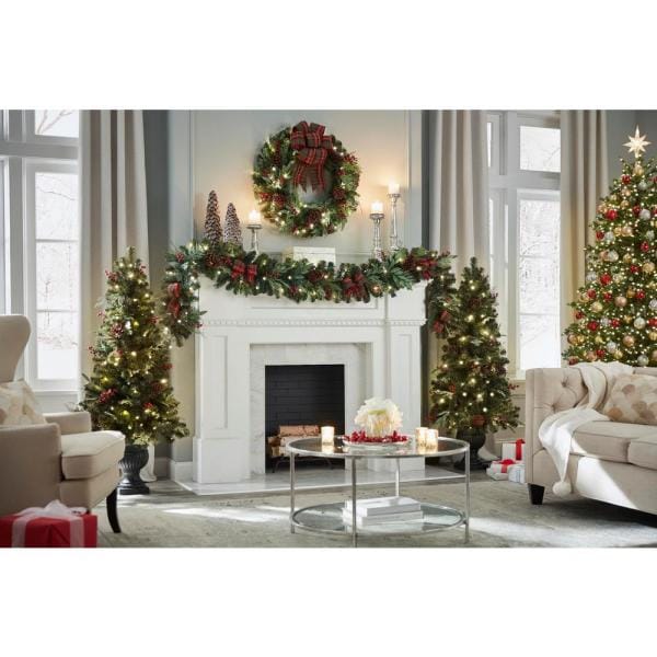5 ft. Pre-Lit LED Woodmoore Artificial Christmas Tree with 70 Warm White Lights (2-Pack)