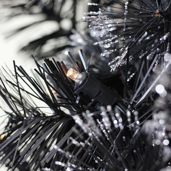36 in. Pre-Lit LED Black Bristle Artificial Christmas Wreath