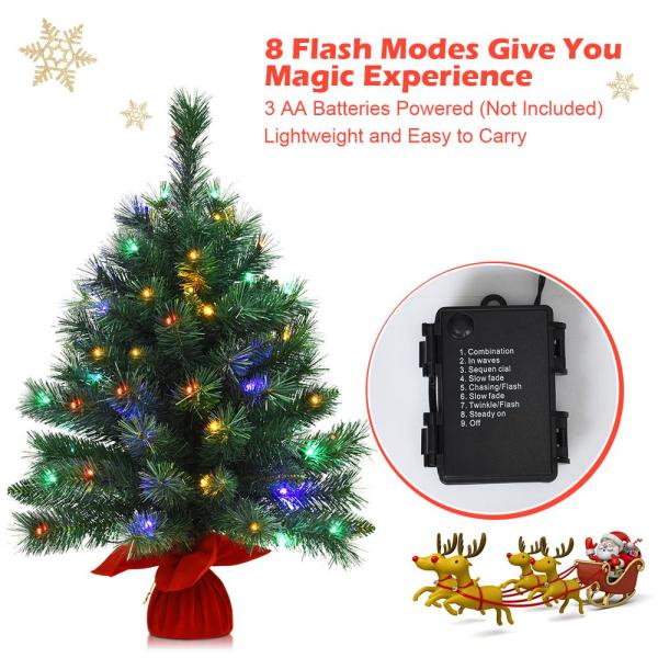 26 in. Pre-Lit Tabletop Fir Christmas Tree 8 Flash Modes in Green