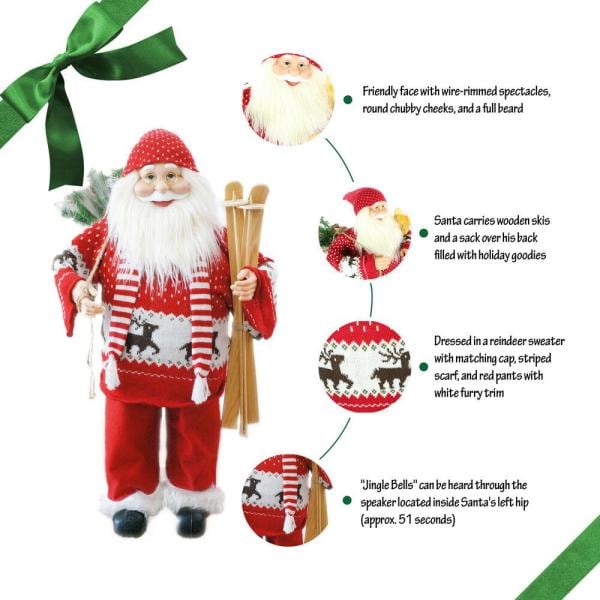 36 in. Christmas Music and Motion Santa with Skis