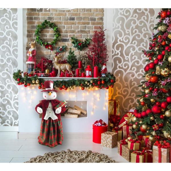 36 in. Christmas Dancing Mrs. Snowman with Wrapped Gift Box and Music