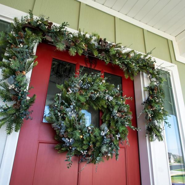 30 in. Pre-Lit LED Rustic White Berry Wreath