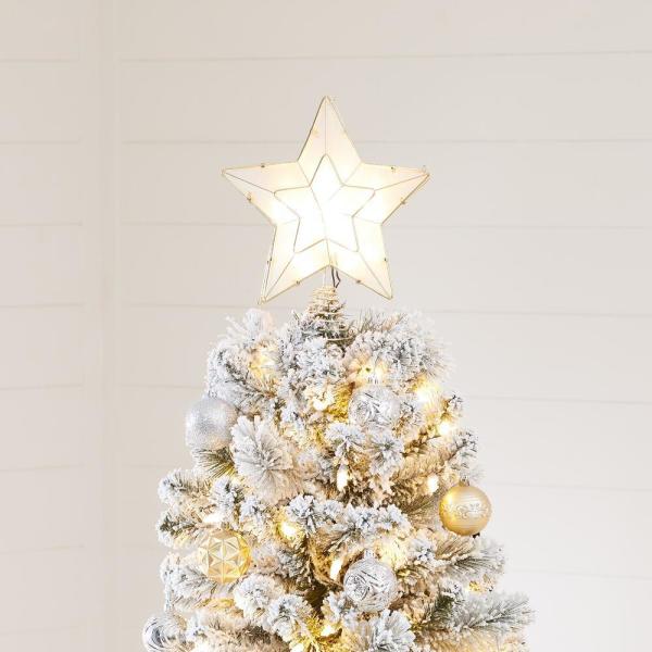 7.5 ft Wesley Long Needle Pine Flocked Slim LED Pre-Lit Tree with 350 SureBright Warm White Lights