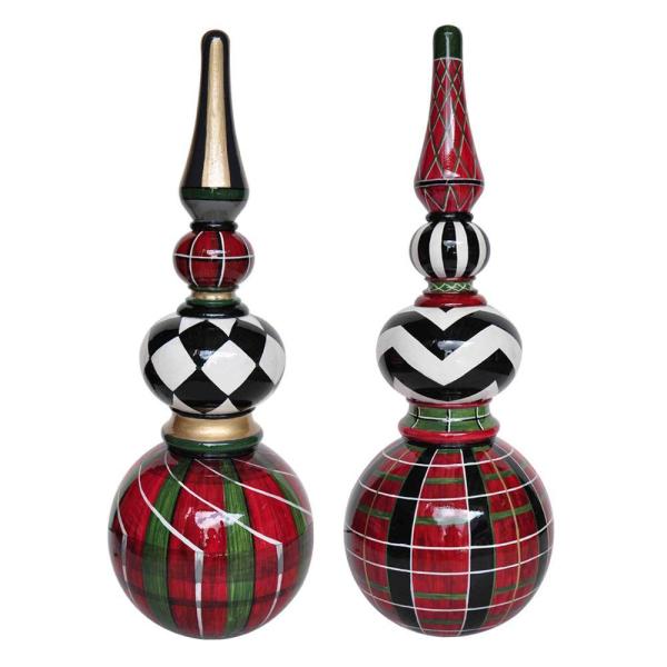 2.8 ft. Plaid and Harlequin Christmas Topiary
