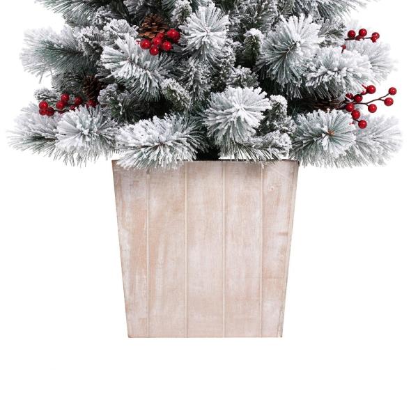 4 ft. Pre-Lit Incandescent Frosted Asheville Fir Potted Artificial Tree with 100 Clear Lights
