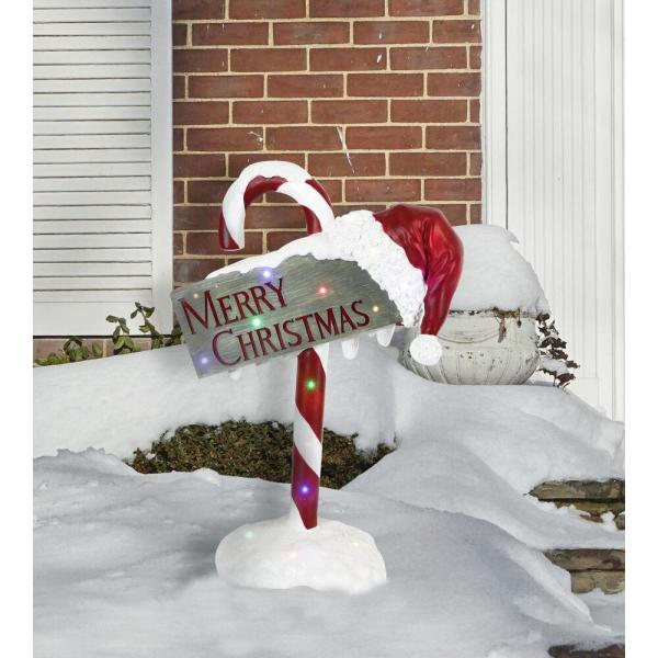 60 in. Christmas Santa Holding Chalkboard Sign with Lights