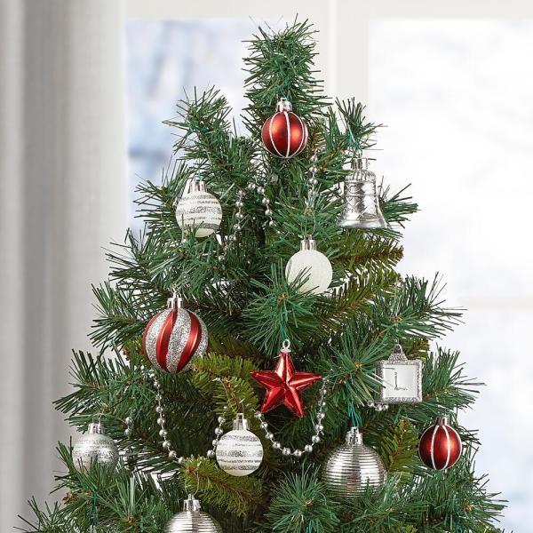 32 in. PVC Burlap Tree with Ornament Kit (34-Pieces)