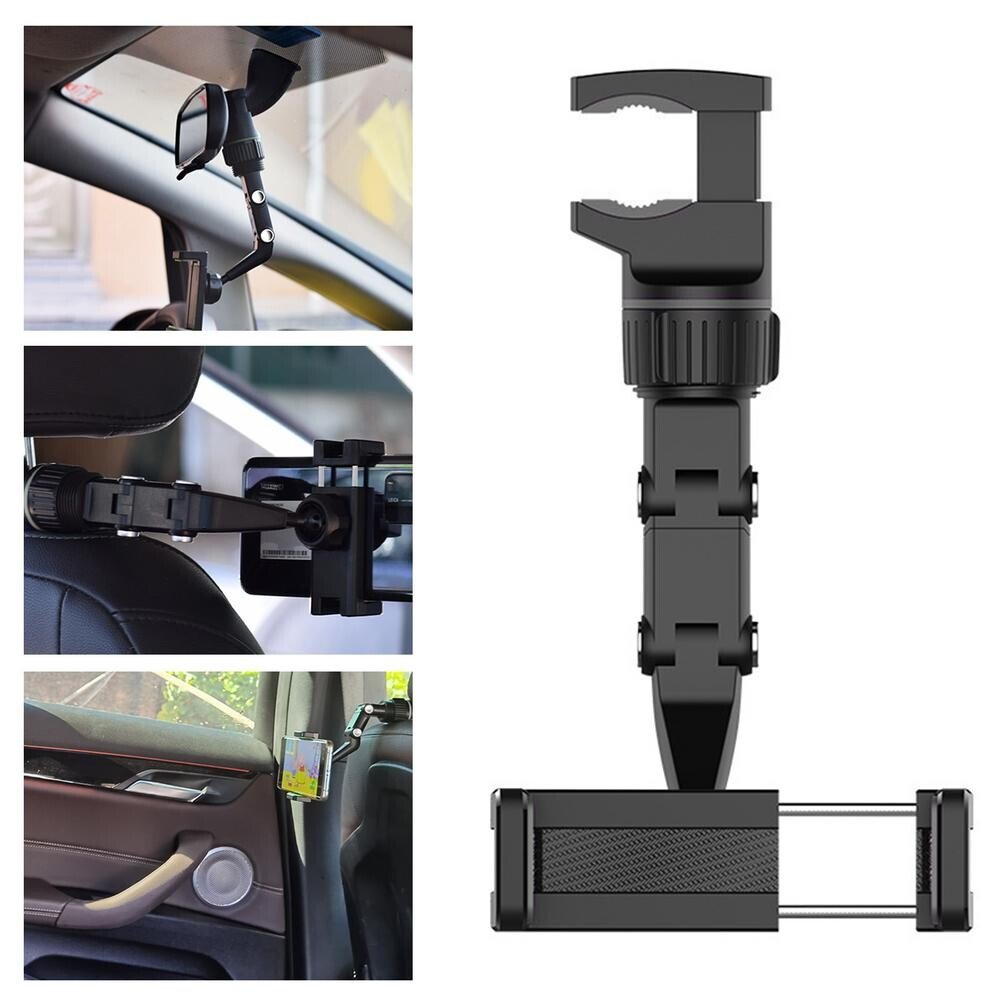 2021 New Multi-function Adjustable 360° Universal Rearview Mirror Phone Holder.