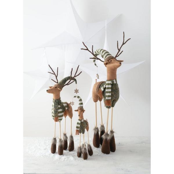 37 in. Multi-Color Polyester Holiday Standing Deer (Set of 4)