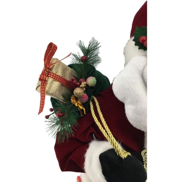 36 in. Christmas Dancing Santa Claus with Teddy Bear and Stuffed Stocking