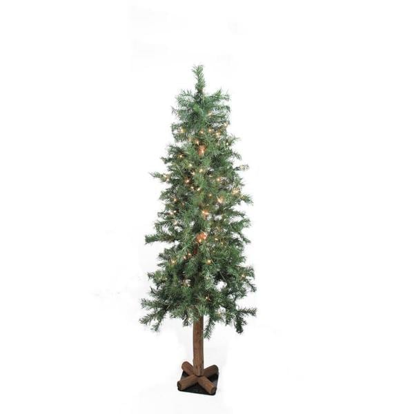 4 ft. Pre-Lit Woodland Alpine Artificial Christmas Tree Clear Lights