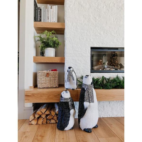 24 in. Christmas Furry Penguin Family with Glitter Scarves