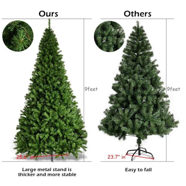 9 ft. Unlit PVC Slim Pencil Artificial Christmas Tree with Solid Metal Legs in Green
