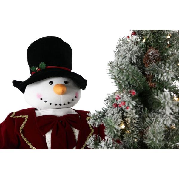 60 in. Christmas Animated Snowman with Flocked Christmas Tree On Base