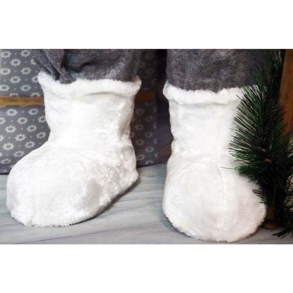 5 ft. Christmas Standing Santa Claus Holding a Staff and Wearing a Tweed Jacket with White Fur Trim