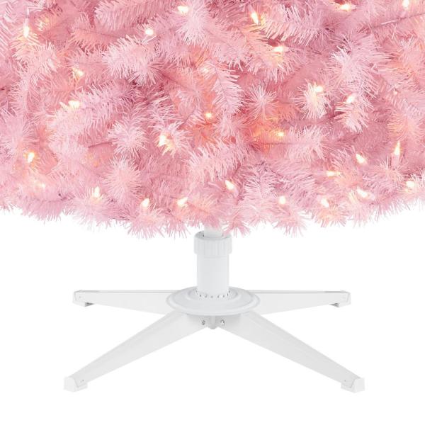 7 ft Shimmery Tinsel Pink Spruce Pre-Lit LED Artificial Christmas Tree 300 Warm White Mini Lights