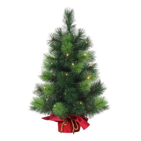 Pre-Lit 2 ft. Table Top Artificial Christmas Tree with 35-Lights in Red Sac, Green