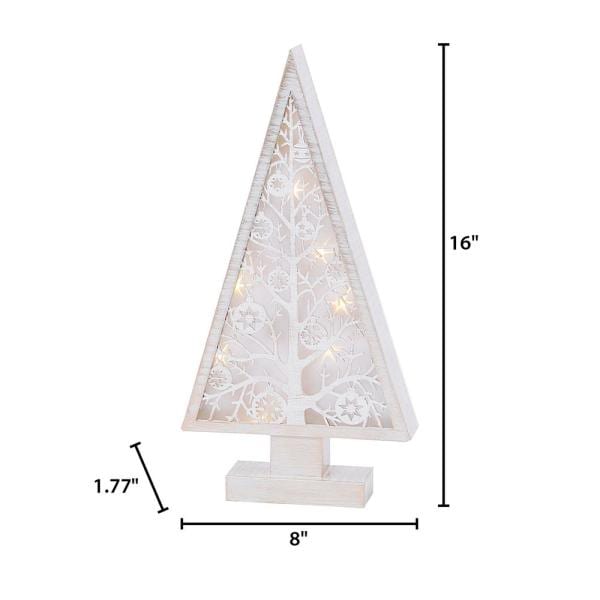 16 in. H B/O Lighted Metal and Laser Cut Wood Tree